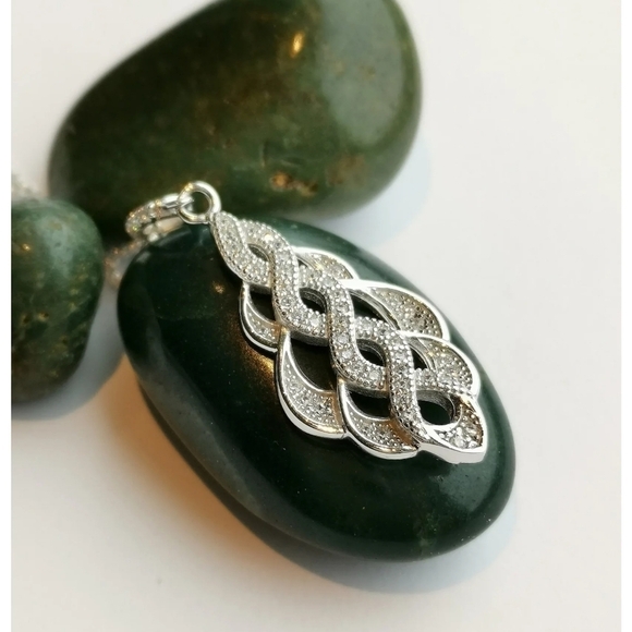 New sterling silver cz intertwined pendant necklace - Picture 6 of 8